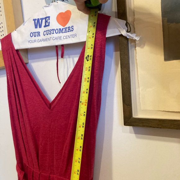 Agnès B Red Sleeveless Tie Back 100% Linen Dress sz S - Picture 6 of 12